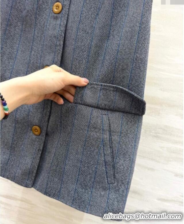 Promotional Prada Striped Vest with Back Buckle 0515 Grey/Beige 2025