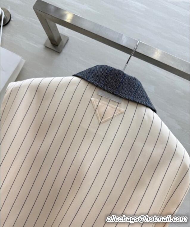 Promotional Prada Striped Vest with Back Buckle 0515 Grey/Beige 2025