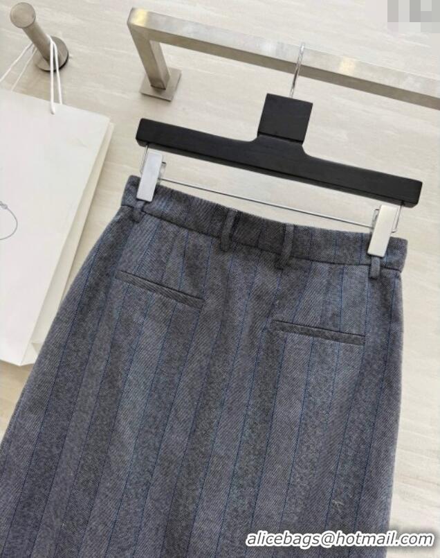 Famous Brand Prada Striped Skirt 0515 Dark Grey 2025