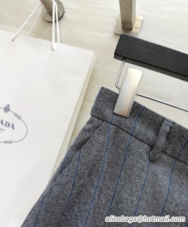 Famous Brand Prada Striped Skirt 0515 Dark Grey 2025