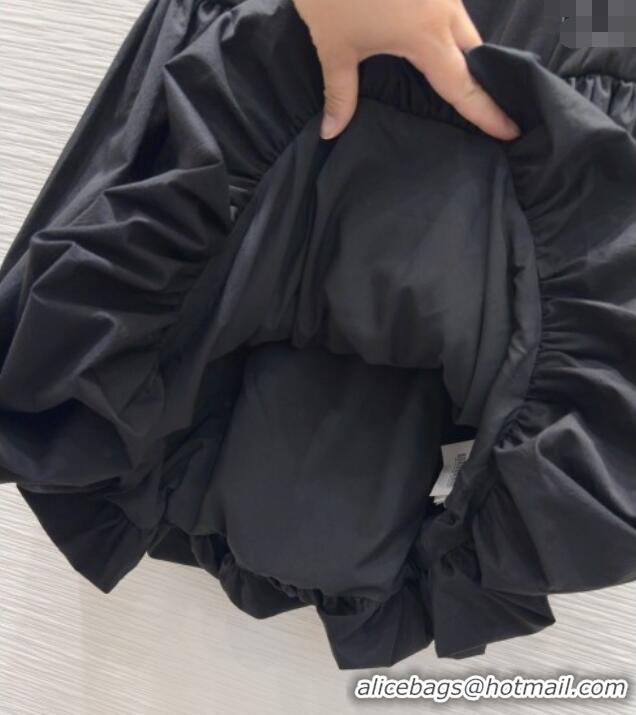 Famous Brand Prada Flouncing Sleeveless Dress 0515 Black 2025