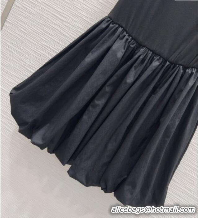 Famous Brand Prada Flouncing Sleeveless Dress 0515 Black 2025