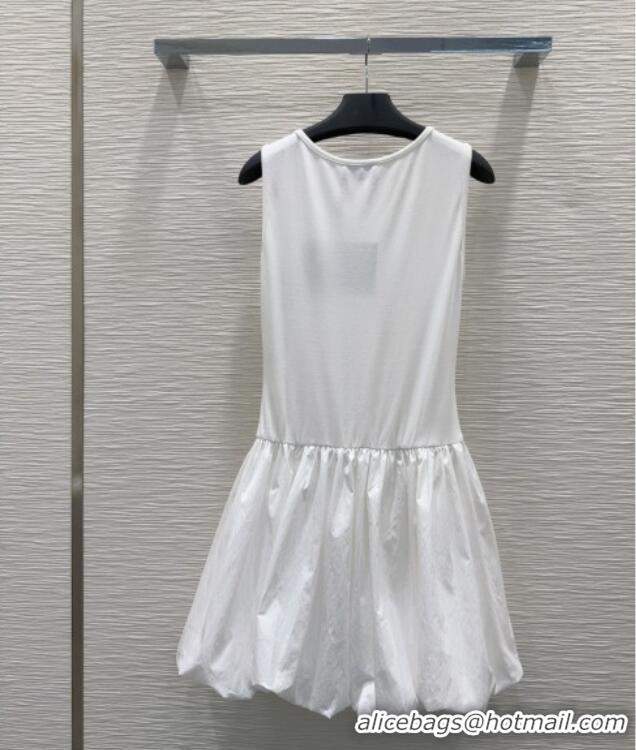 Grade Promotional Prada Flouncing Sleeveless Dress 0515 White 2025