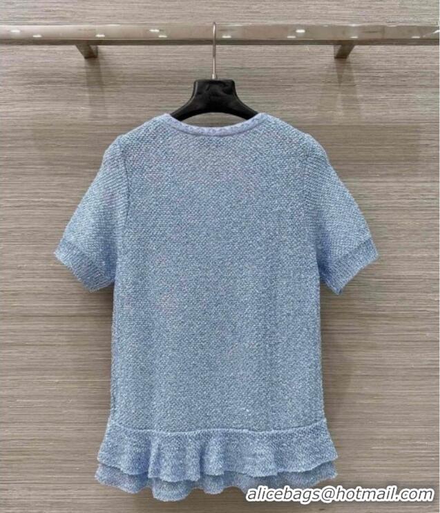 Top Quality Chanel Sequins Top with Flouncing 0515 Blue 2025