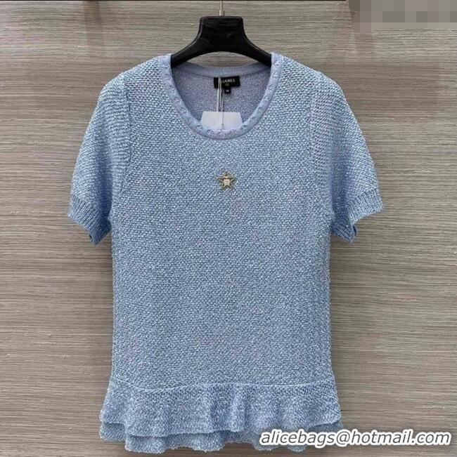 Top Quality Chanel Sequins Top with Flouncing 0515 Blue 2025
