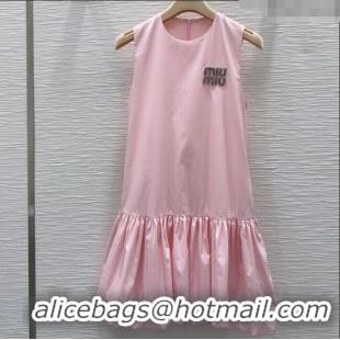 Buy Fashionable Miu Miu Flouncing Sleeveless Dress 0515 Pink 2025