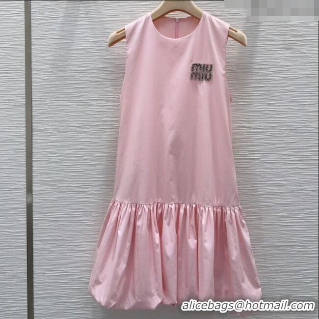 Buy Fashionable Miu Miu Flouncing Sleeveless Dress 0515 Pink 2025