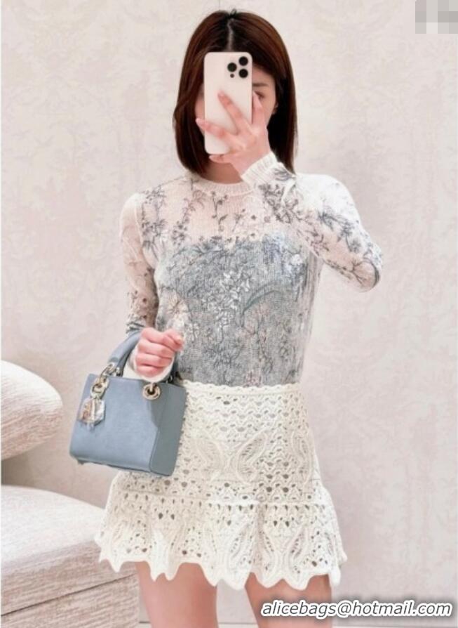 Famous Brand Dior Miss Dior Butterfly Knit Skirt 0515 White 2025
