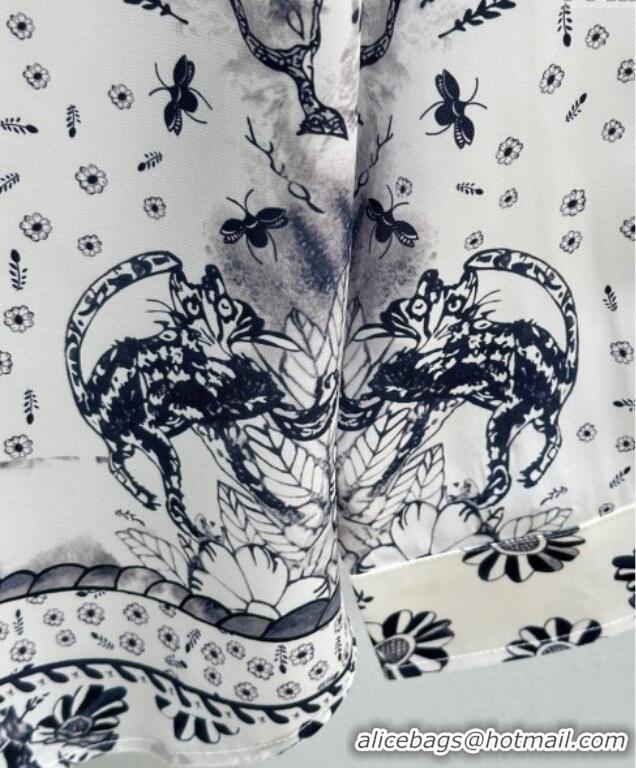 Famous Brand Dior Silk Printed Shirt 0515 White 2025
