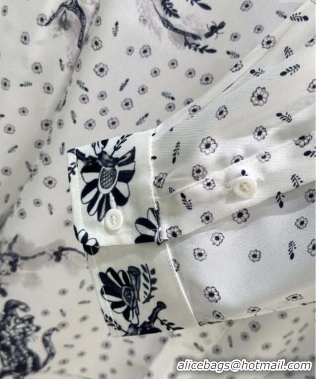 Famous Brand Dior Silk Printed Shirt 0515 White 2025