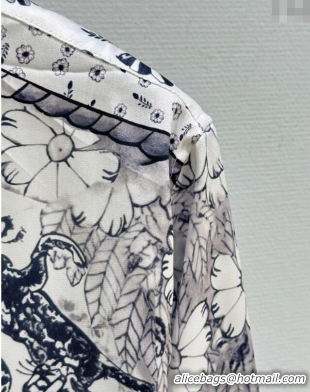 Famous Brand Dior Silk Printed Shirt 0515 White 2025