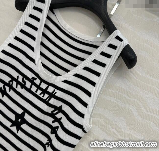 Trendy Design Dior Linen Blend Striped Vest 0515 Black/White 2025