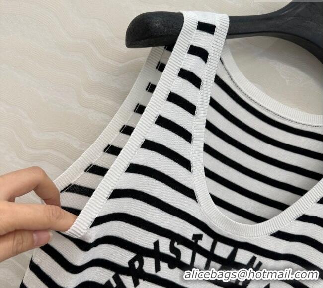 Trendy Design Dior Linen Blend Striped Vest 0515 Black/White 2025