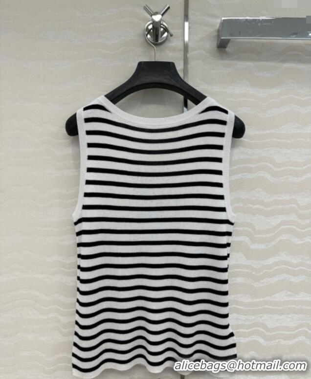 Trendy Design Dior Linen Blend Striped Vest 0515 Black/White 2025