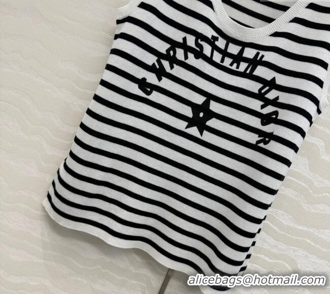 Trendy Design Dior Linen Blend Striped Vest 0515 Black/White 2025