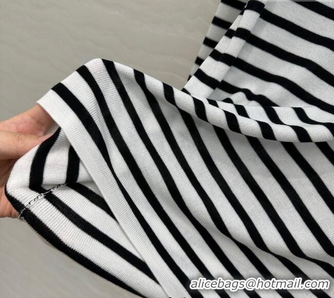 Top Grade Dior Linen Blend Striped T-Shirt 0515 Black/White 2025