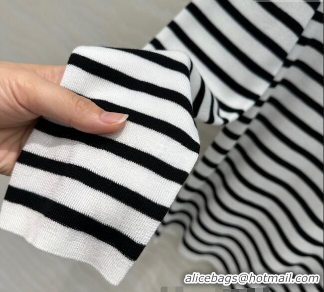 Top Grade Dior Linen Blend Striped T-Shirt 0515 Black/White 2025