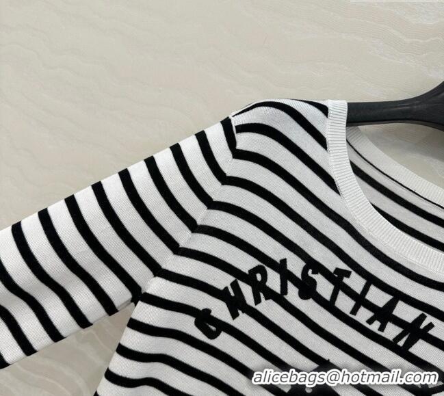 Top Grade Dior Linen Blend Striped T-Shirt 0515 Black/White 2025