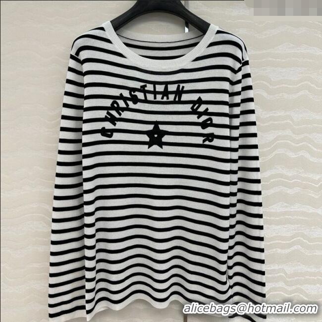Top Grade Dior Linen Blend Striped T-Shirt 0515 Black/White 2025