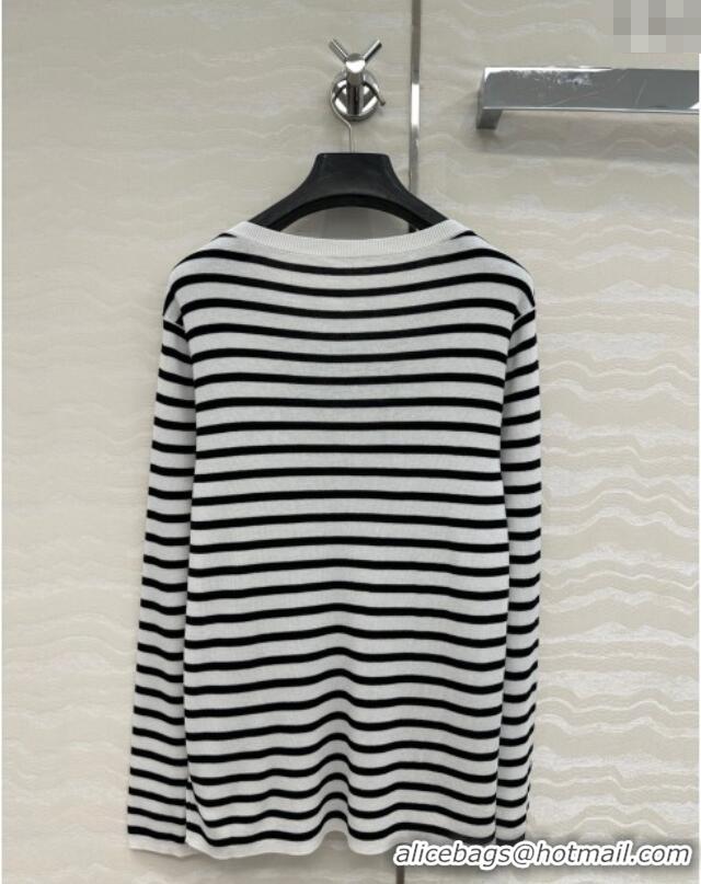 Top Grade Dior Linen Blend Striped T-Shirt 0515 Black/White 2025