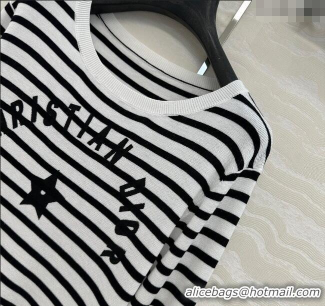 Top Grade Dior Linen Blend Striped T-Shirt 0515 Black/White 2025