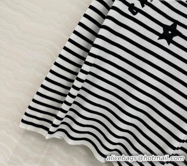 Top Grade Dior Linen Blend Striped T-Shirt 0515 Black/White 2025