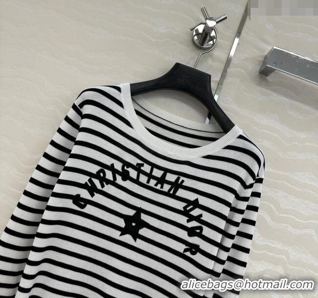 Top Grade Dior Linen Blend Striped T-Shirt 0515 Black/White 2025