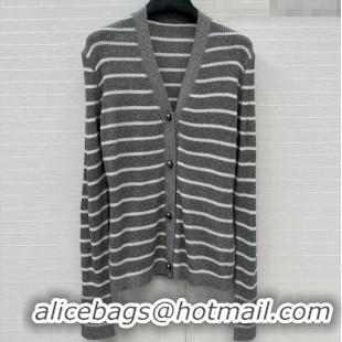 Top Quality Dior Linen Striped Cardigans 0515 Grey 2025