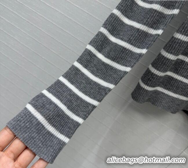Top Quality Dior Linen Striped Cardigans 0515 Grey 2025