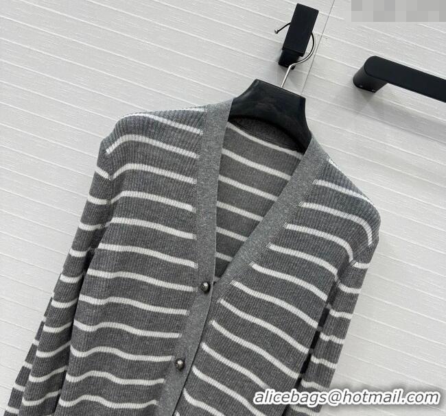 Top Quality Dior Linen Striped Cardigans 0515 Grey 2025