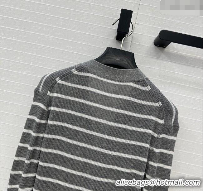 Top Quality Dior Linen Striped Cardigans 0515 Grey 2025