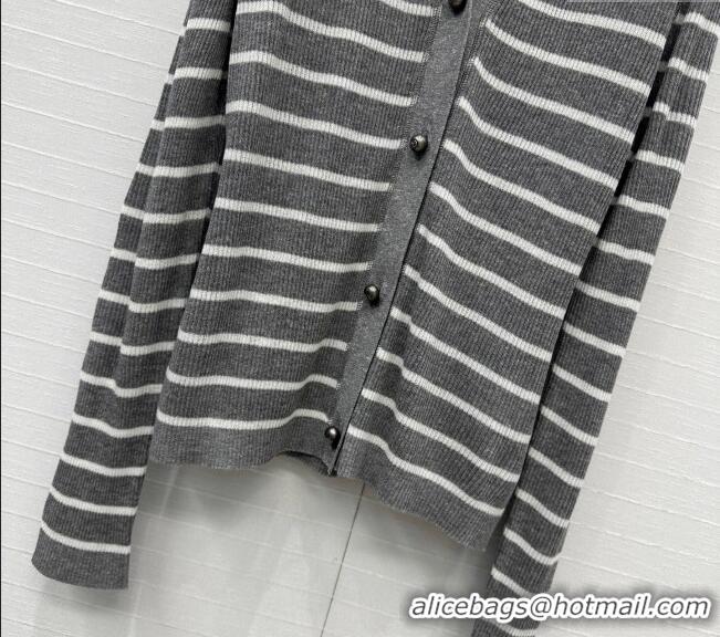 Top Quality Dior Linen Striped Cardigans 0515 Grey 2025