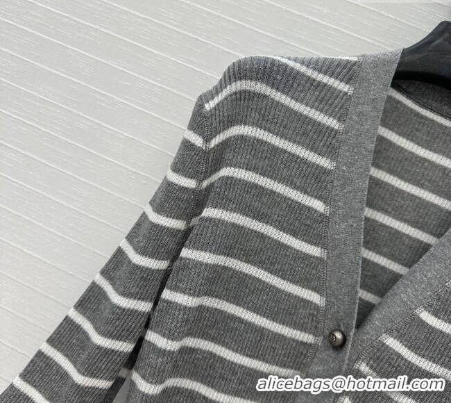 Top Quality Dior Linen Striped Cardigans 0515 Grey 2025