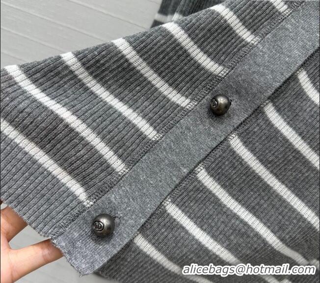 Top Quality Dior Linen Striped Cardigans 0515 Grey 2025