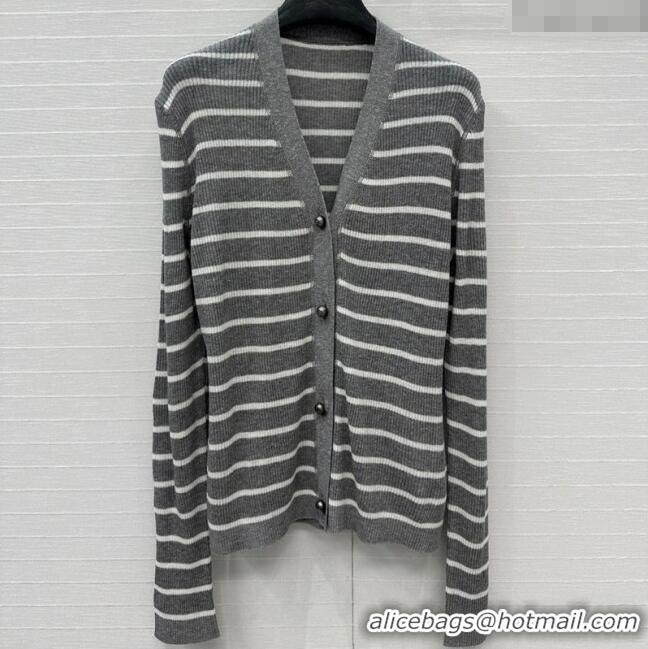 Top Quality Dior Linen Striped Cardigans 0515 Grey 2025