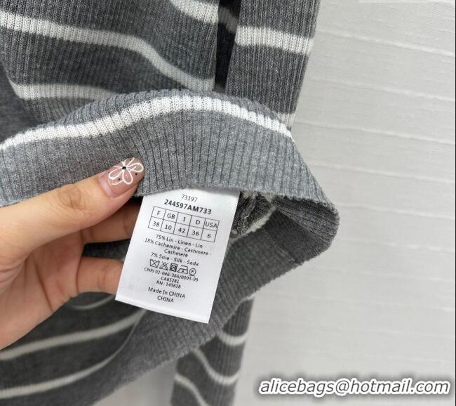 Top Quality Dior Linen Striped Cardigans 0515 Grey 2025