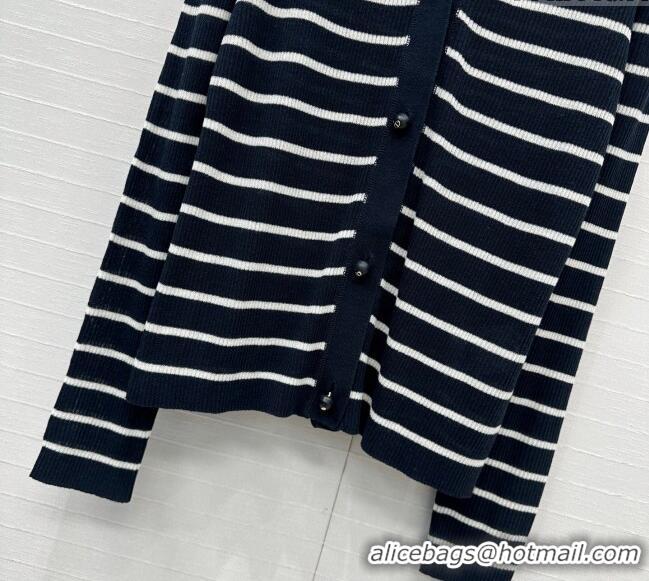 Well Crafted Dior Linen Striped Cardigans 0515 Black 2025