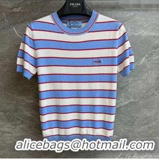 Good Product Prada Striped Cotton Top 0515 White/Blue 2025