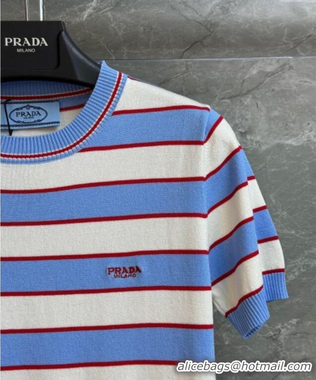 Good Product Prada Striped Cotton Top 0515 White/Blue 2025