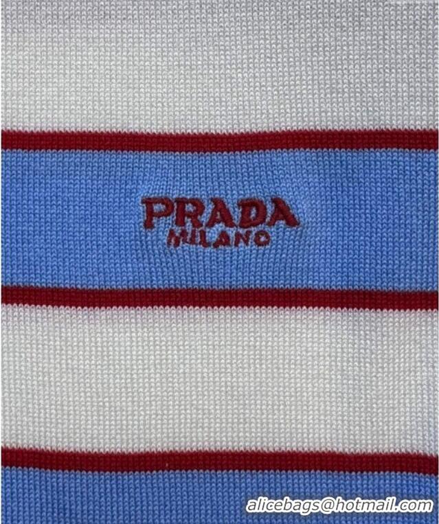 Good Product Prada Striped Cotton Top 0515 White/Blue 2025