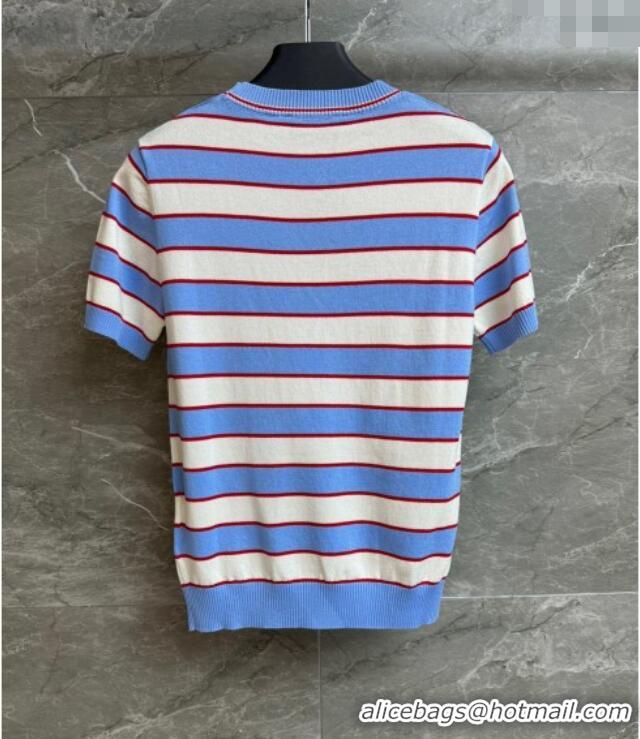 Good Product Prada Striped Cotton Top 0515 White/Blue 2025