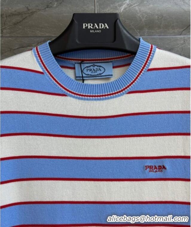Good Product Prada Striped Cotton Top 0515 White/Blue 2025