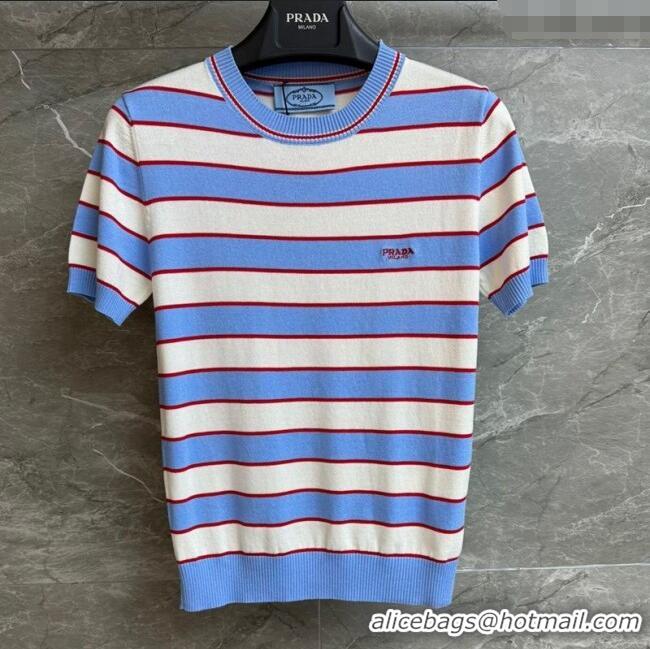Good Product Prada Striped Cotton Top 0515 White/Blue 2025