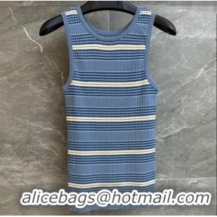 Buy Inexpensive Prada Striped Cotton Long Vest 0515 Blue 2025