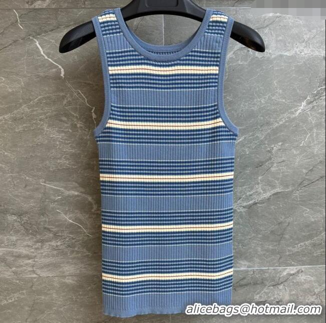Buy Inexpensive Prada Striped Cotton Long Vest 0515 Blue 2025