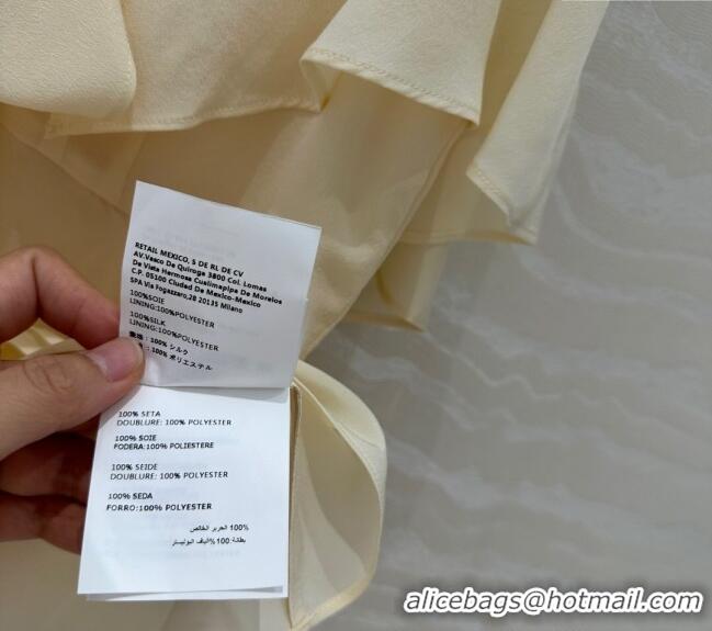 Grade Cheap Prada Silk Bow Shirt 0515 Cream Beige 2025
