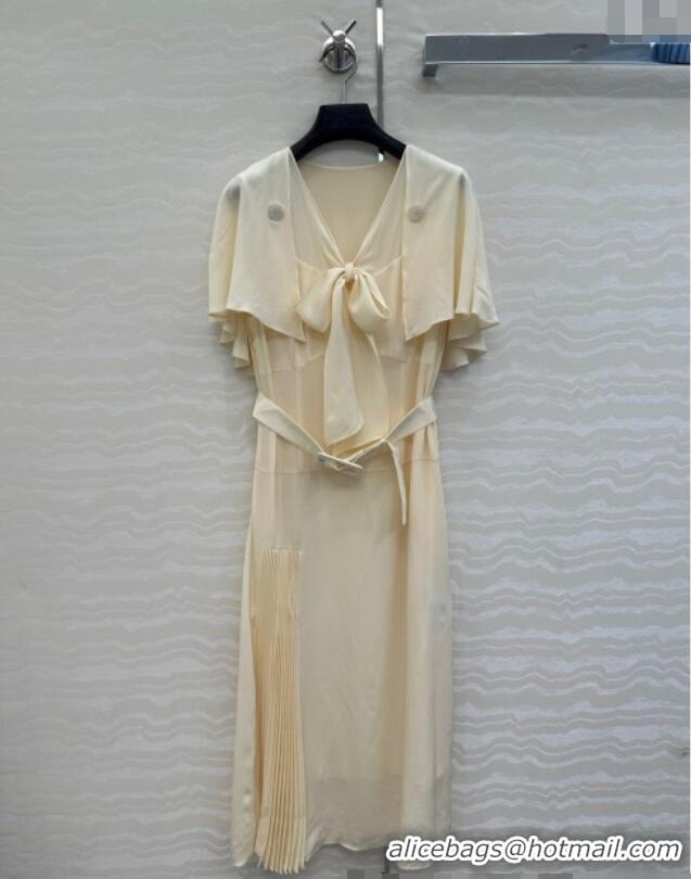 Shop Discount Prada Silk Bow Dress 0515 Cream Beige 2025