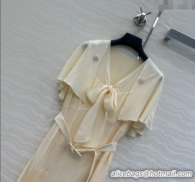 Shop Discount Prada Silk Bow Dress 0515 Cream Beige 2025