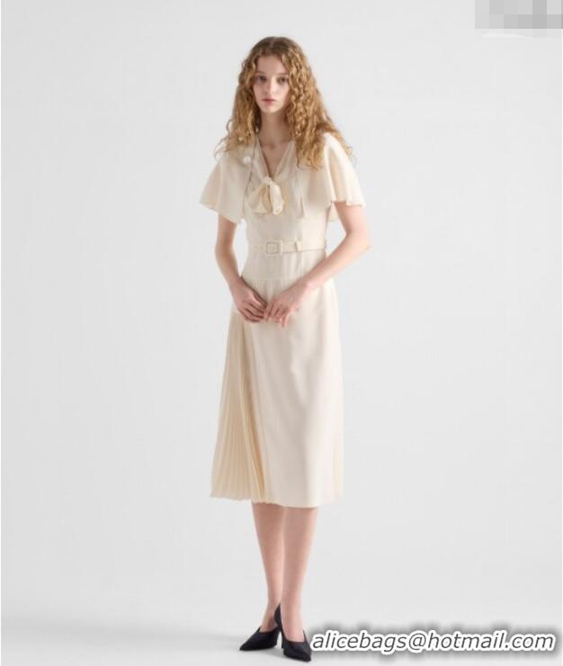 Shop Discount Prada Silk Bow Dress 0515 Cream Beige 2025