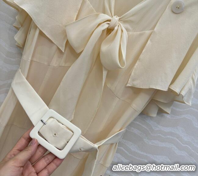 Shop Discount Prada Silk Bow Dress 0515 Cream Beige 2025